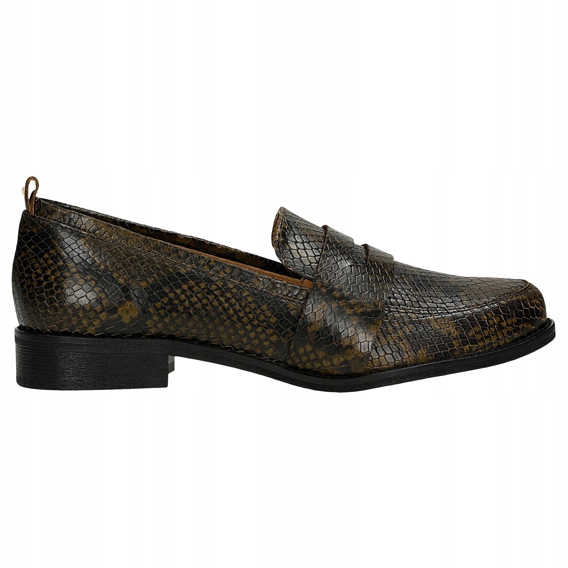 Dámské kožené mokasíny s hadím motivem, velikost vel.