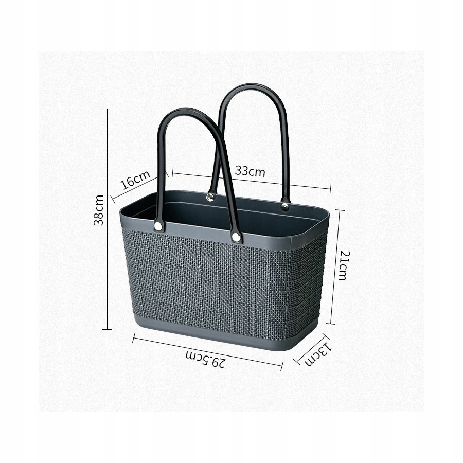 Torebka koszyk zakupowy organizer plastikowy letni grafit ORM03GRAF Kolor szary