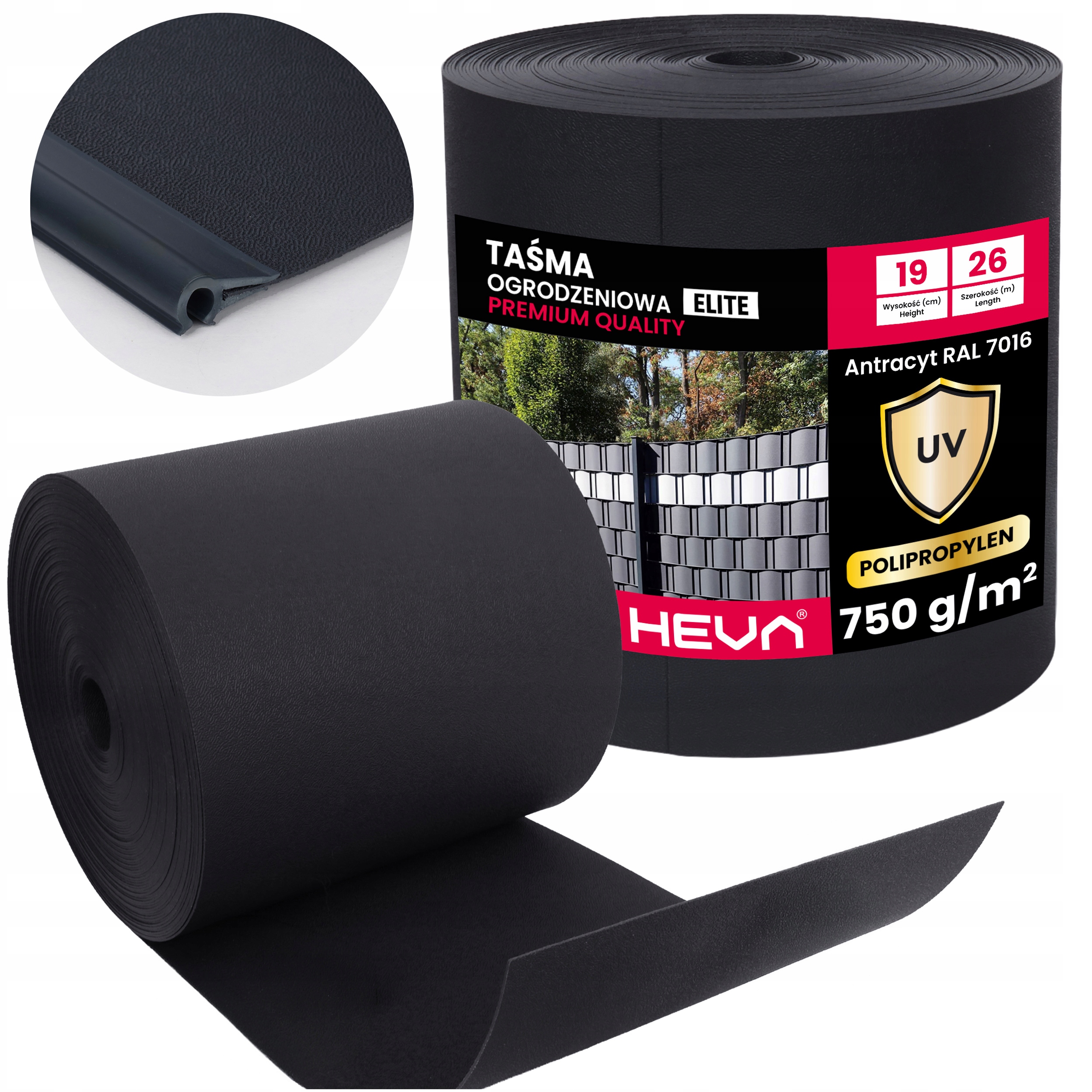 Taśma Ogrodzeniowa Premium Antracyt Gruba 750g 19cmx26m Ogrodzenie Panelowe