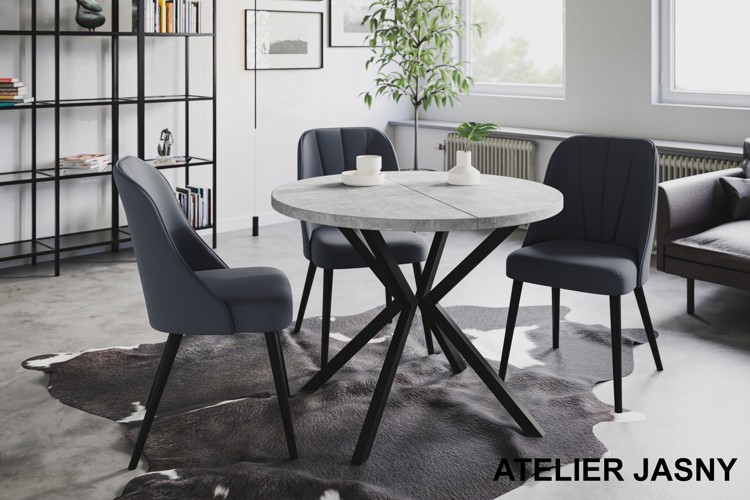 Stół rozkładany loft okrągły 100/180 LITE Głębokość mebla 100 cm