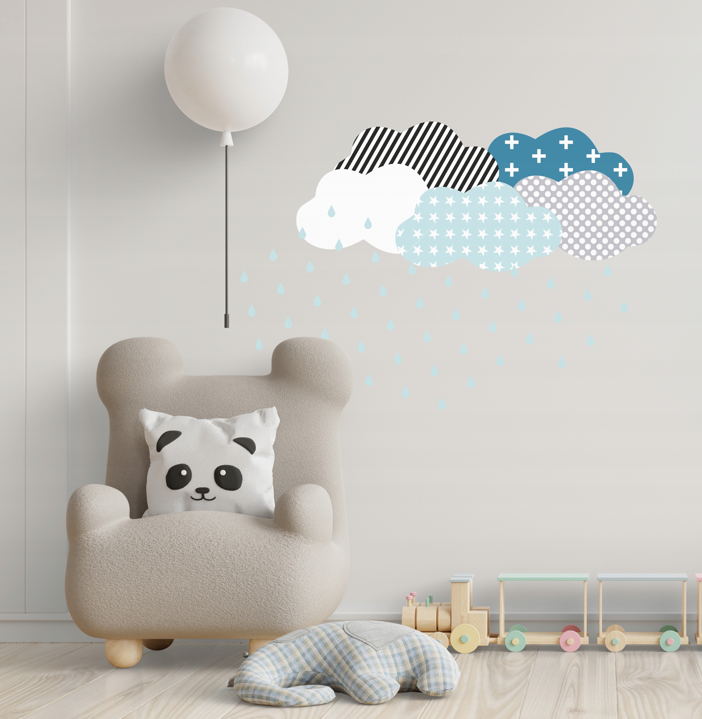 Naklejki skandynawskie chmury krople mięta turkus Długość 120 cm