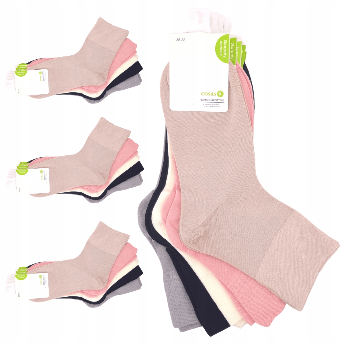 20 x Dámské Ponožky Bambusové Jednotné Prodyšné Antibakteriální 35/38