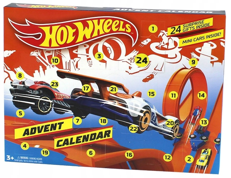 Адвент-календарь Hot Wheels 2025, 10 машинок 1:64 и зимние аксессуары, от 3 лет — фото 6