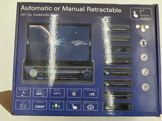 Radio samochodowe 7 calowe z wysuwanym ekranem.