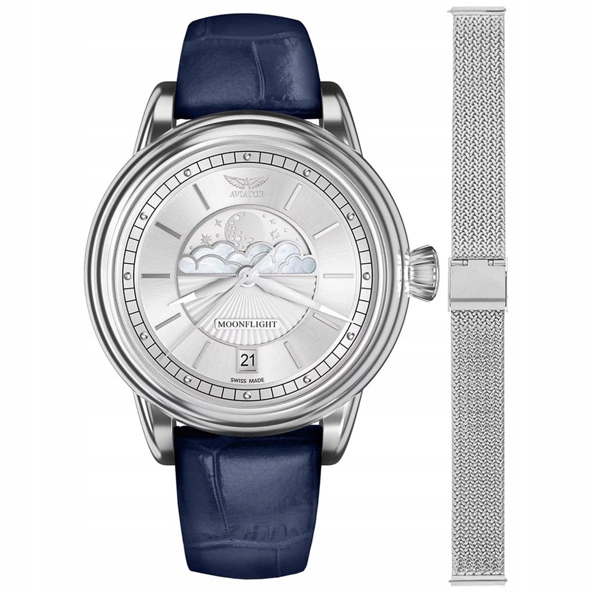 Dámské hodinky Aviator V.1.33.0.250.4.BLM-SET stříbrné