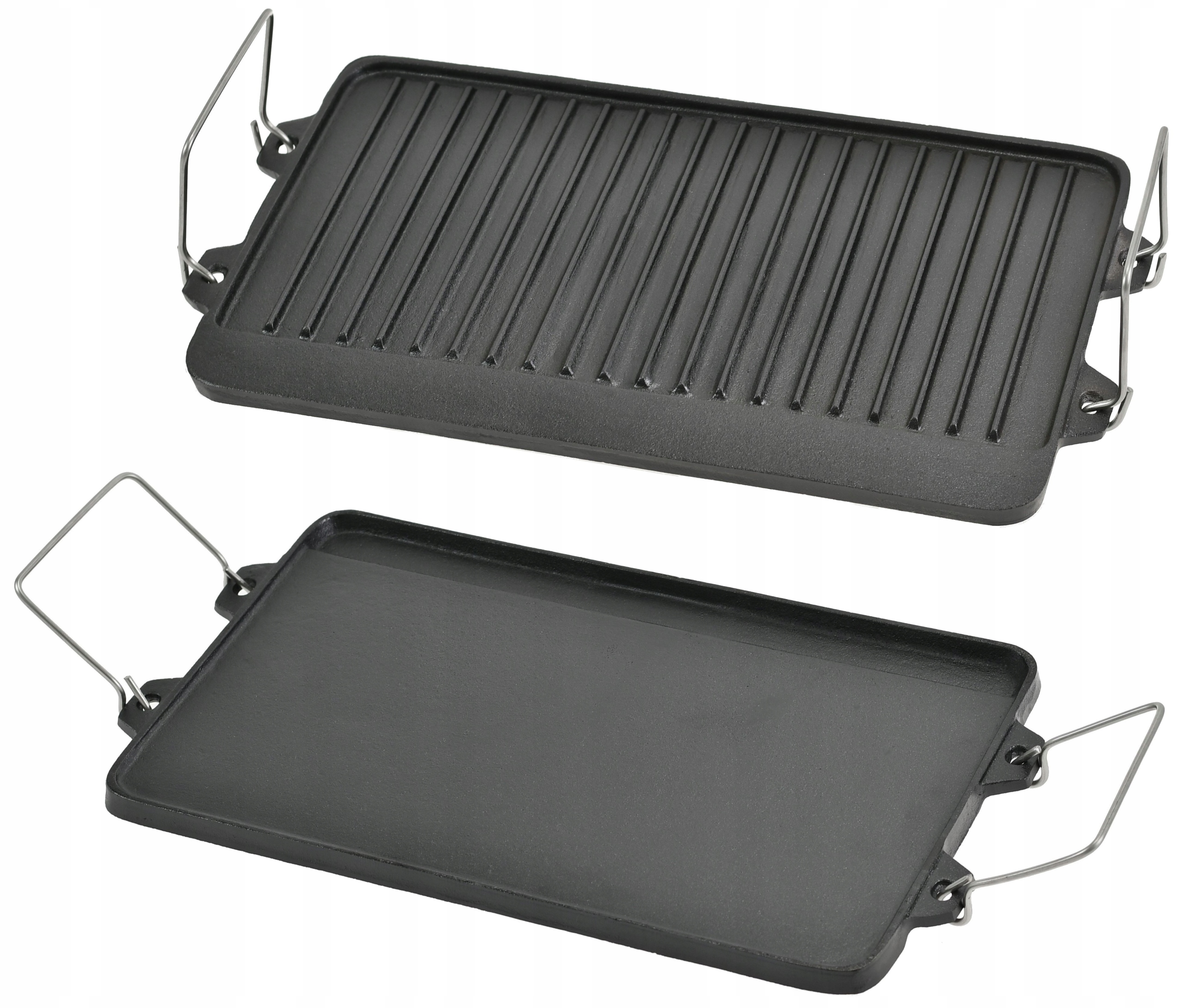 Płyta ŻELIWNA Dwustronna 40x25 cm RUSZT na grill ognisko Patelnia Grillowa