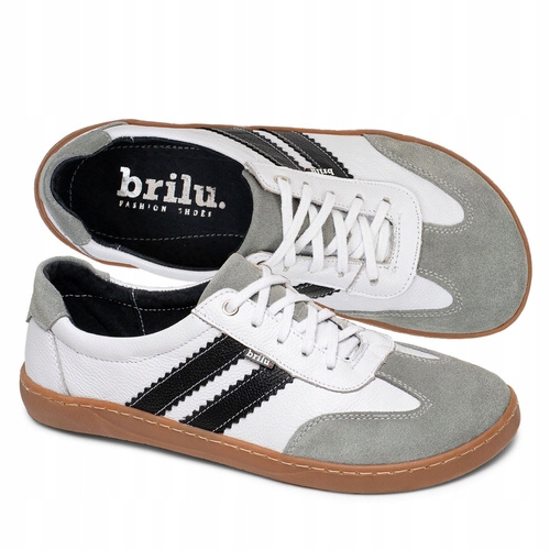 Brilu Polskie Skórzane Minimalistyczne Sneakersy Barefoot Chelsey Białe 43