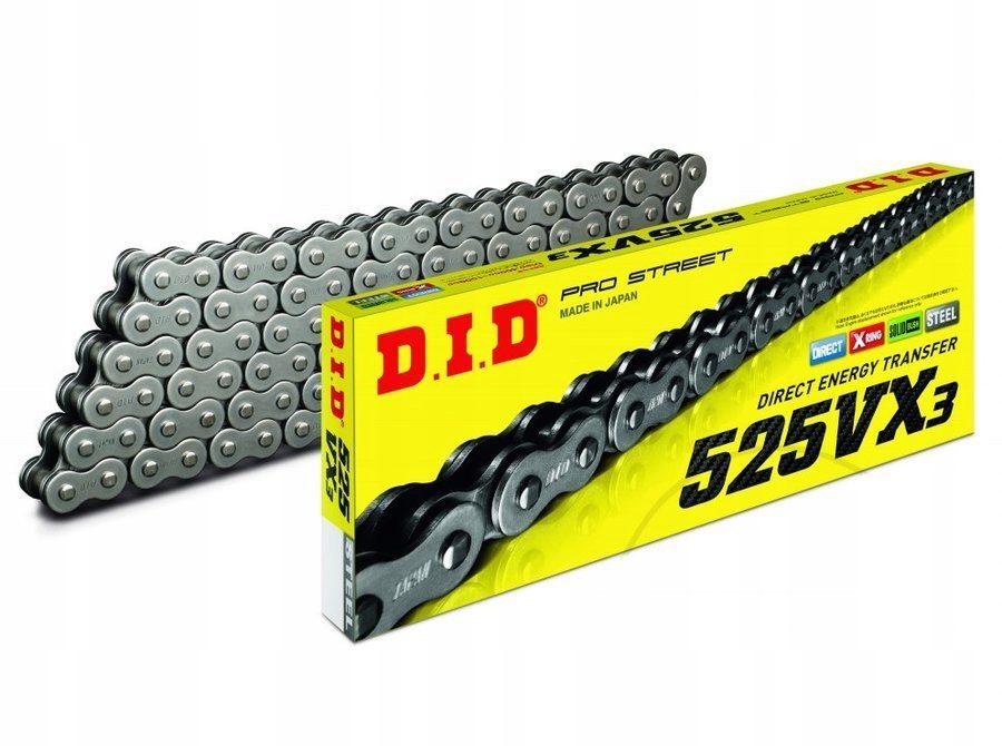Hnacia Reťaz DID 525 VX3 118 L X-ring Silver Otvorená Spona