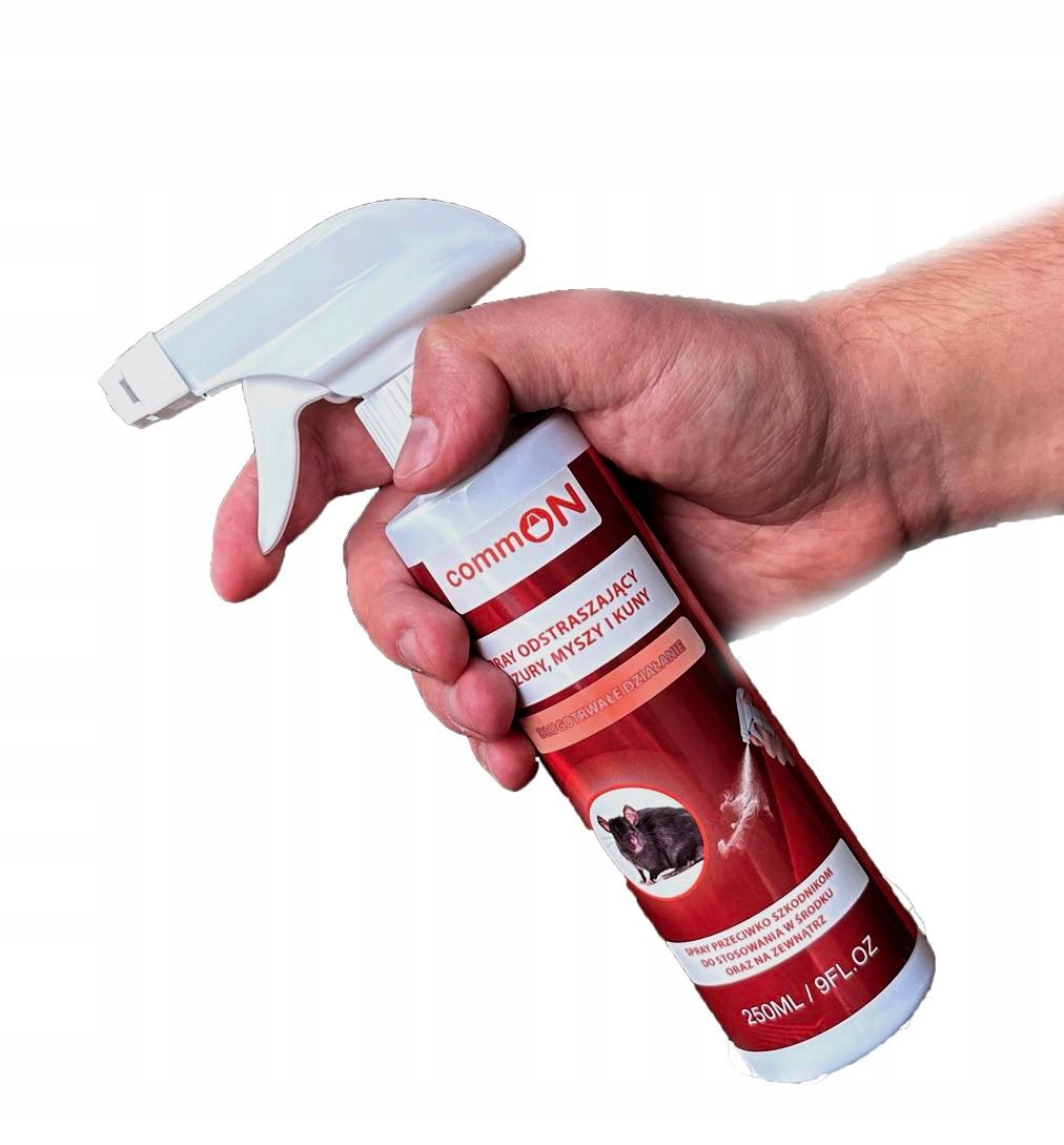 ŚRODEK SPRAY PREPARAT ODSTRASZACZ KUN MYSZY SZCZURY GRYZONIE COMMON 250ML Waga produktu z opakowaniem jednostkowym 0.3 kg