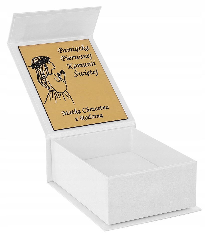 

Białe pudełko z Grawerem komunia chrzest