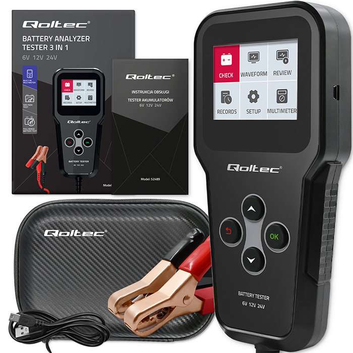 Digitální tester baterií 3v1 s LCD 6V 12V 24V 30Ah-200Ah