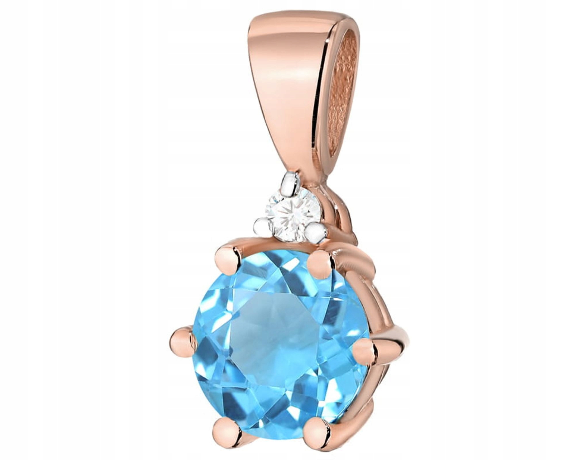 Růžové Zlato Přívěsek Mořský Briliant Topaz Přírodní Kámen Dárek 585