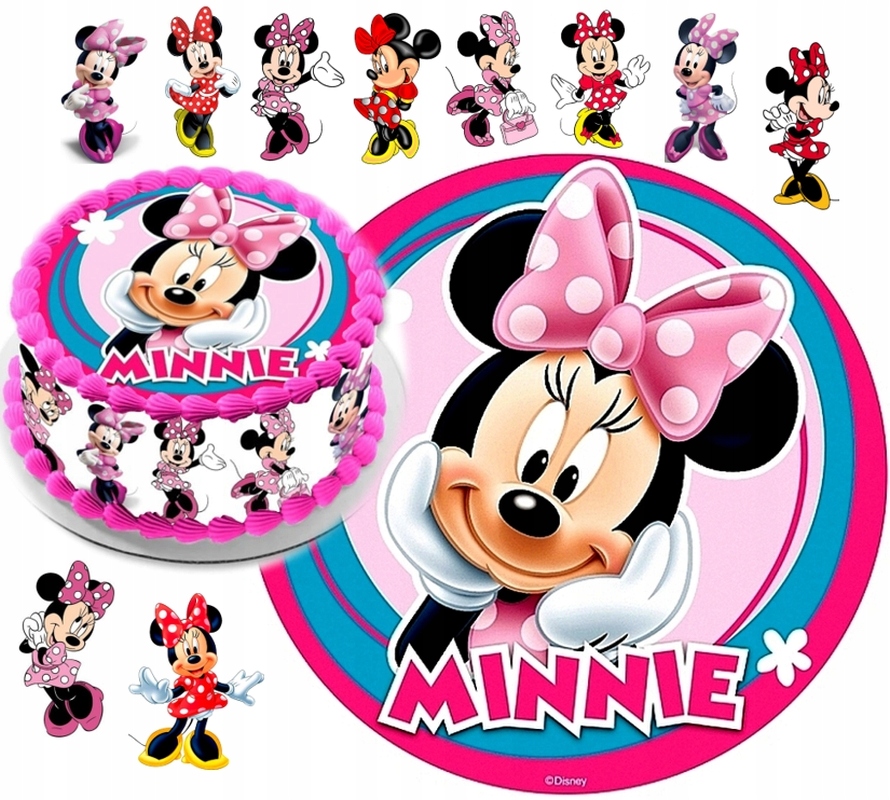 ZESTAW OPŁATEK NA TORT MYSZKA MINNIE+10 POSTACI