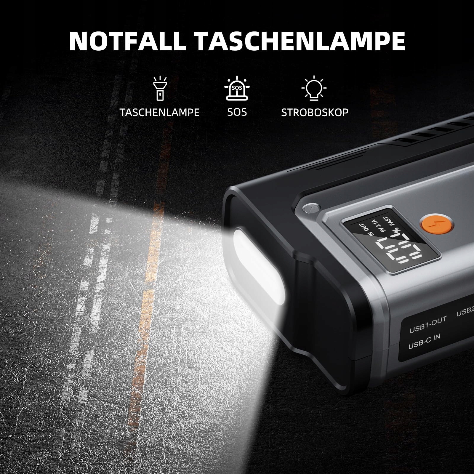 POWERBANK Starthilfe 7000A Do Samochodów 12V Benzyna Diesel LED USB — miniatura 4