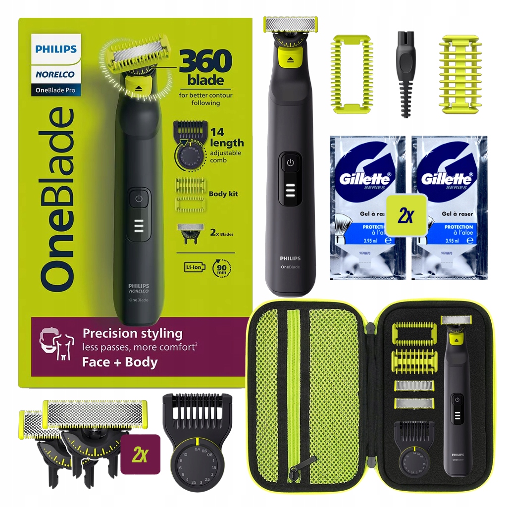 Zestaw Golarka Philips One Blade Do Zarostu 2 Ostrza 2xŻEL I Etui Gratis!