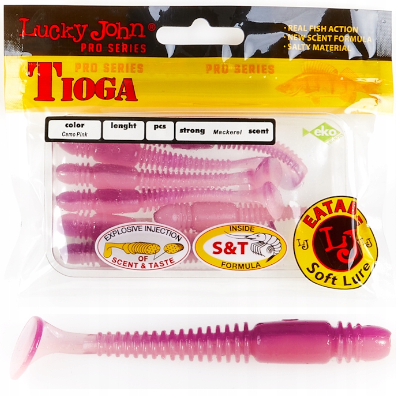 Guma Ripper Lucky John Tioga 3.9" 9.9cm T61 Camo Pink 5szt Na Sandacza