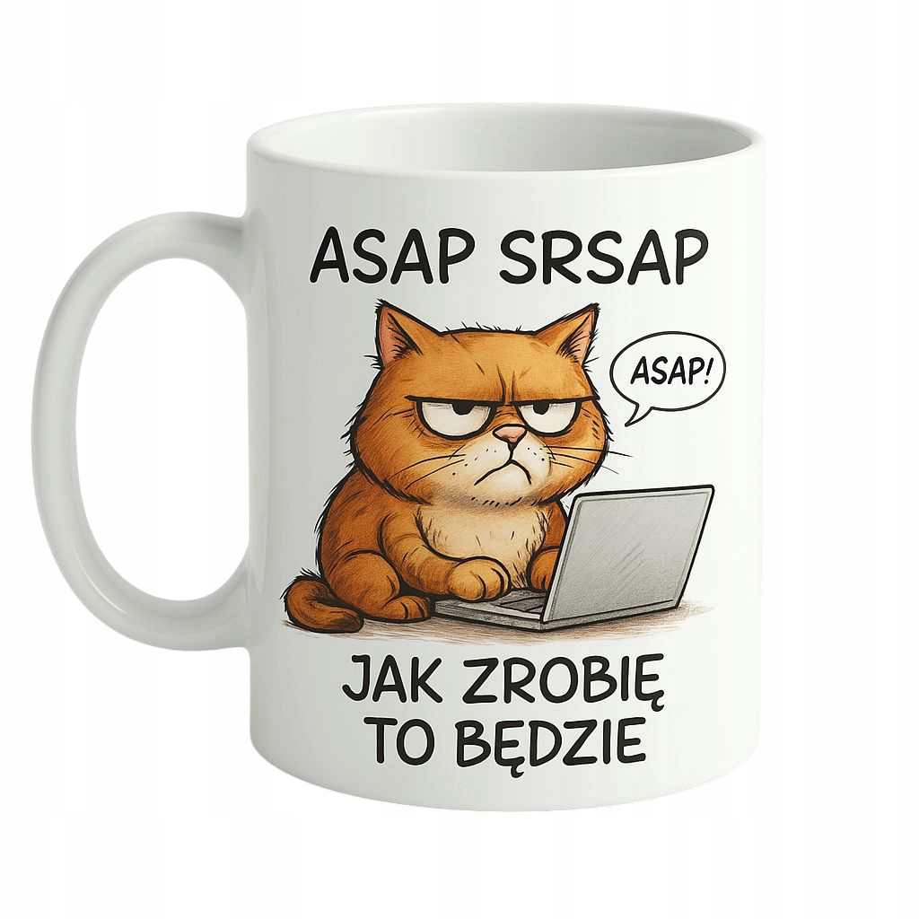 Hrnček Do Práce, Darčekový Hrnček S Vtipnou Potlačou Asap, Vtipná Potlač