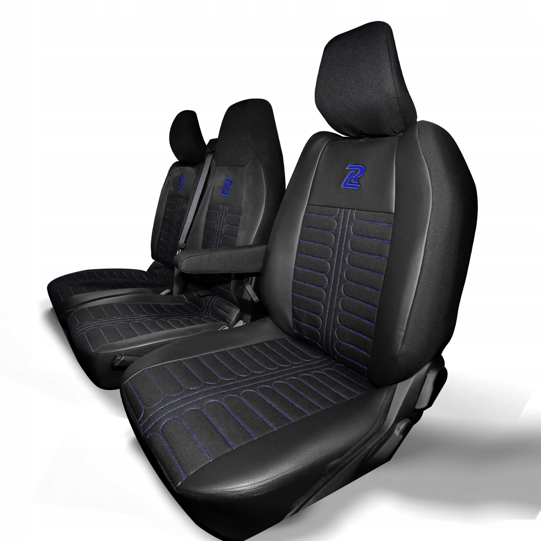 Pokrowce na fotele do Renault Master 4 od 2024 materiałowe skóra niebieskie