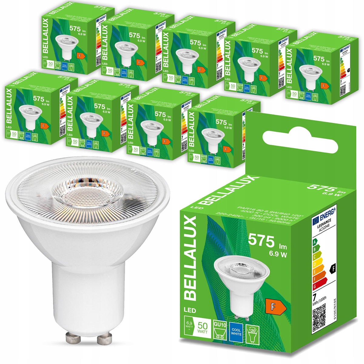 

10x Żarówka Led Halogen GU10 6,9W 80W 4000K 120D