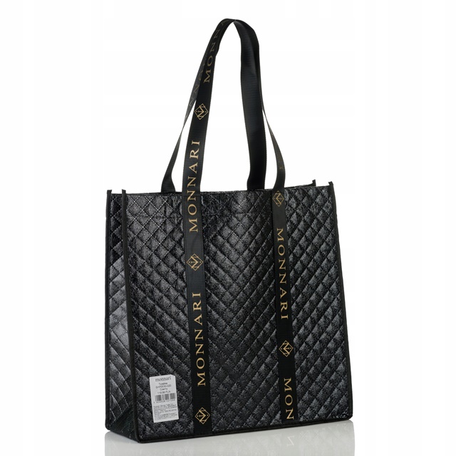 TORBA NA ZAKUPY Czarna MONNARI Duża POJEMNA A4 WODOODPORNA KIESZEŃ Model MONNARI Nowość SHP0180-020 Torba na zakupy 2024