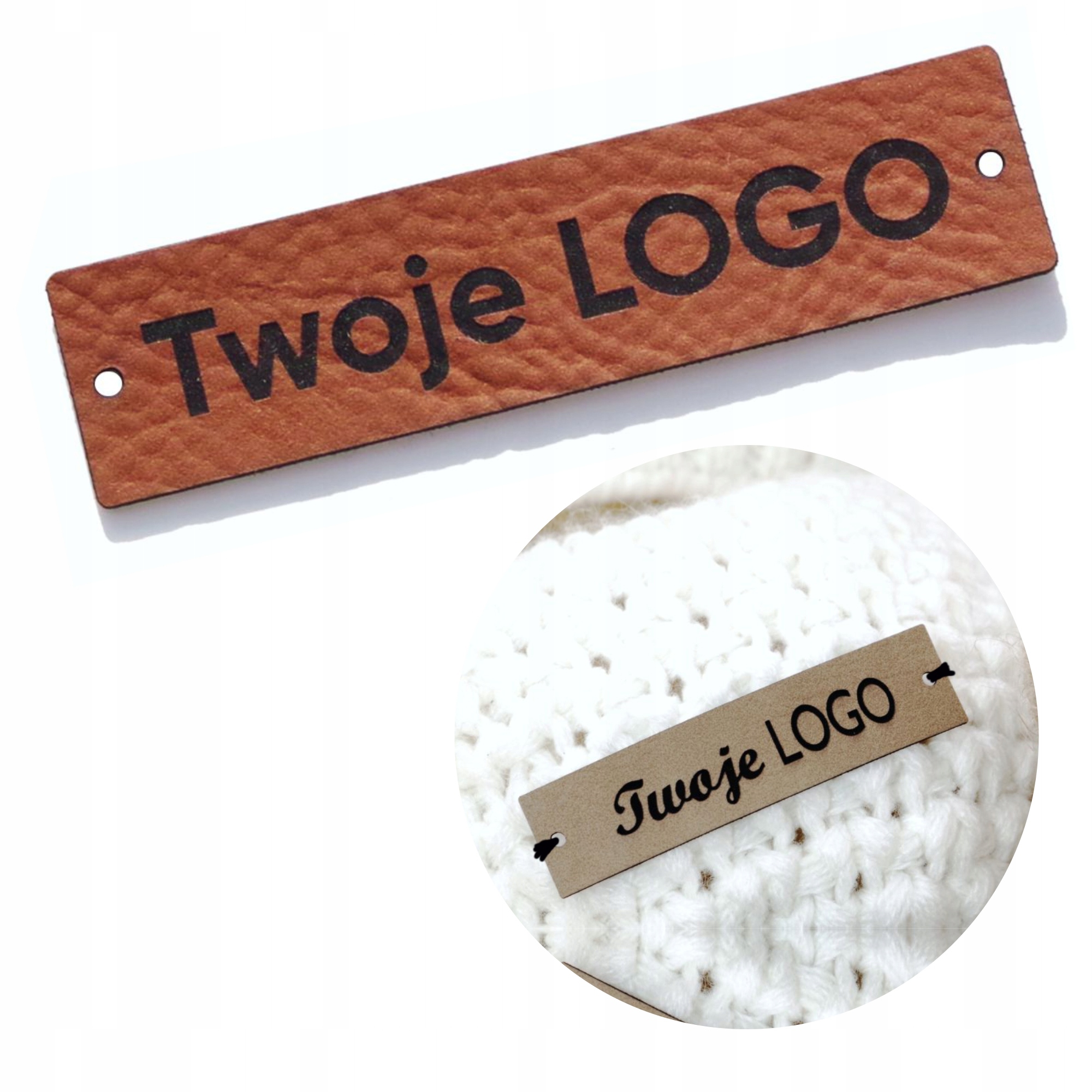 Etikety z ekokůže 2x9cm s vaším logem/textem 20ks barva na výběr Sosenco