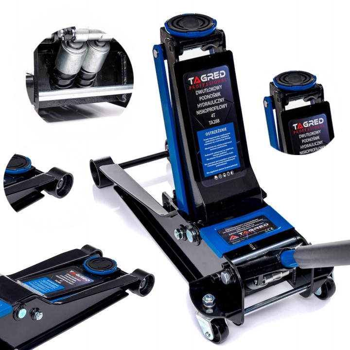 PODNOŚNIK SAMOCHODOWY ŻABA HYDRAULICZNY LEWAREK 4T 2x POMPA HEAVY DUTY