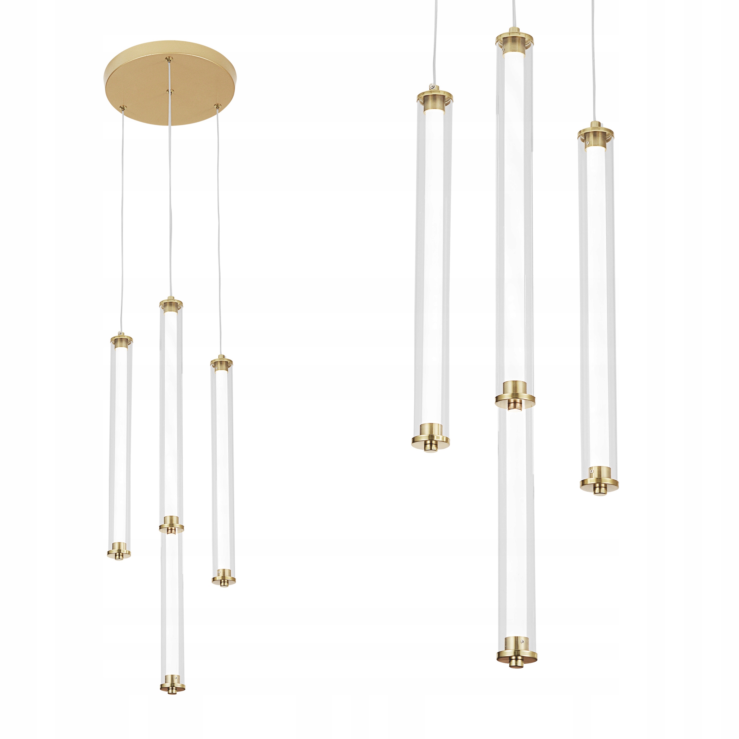 Led závesná lampa biela tuba 3 bodová zlatá maska elegantná ozdobná