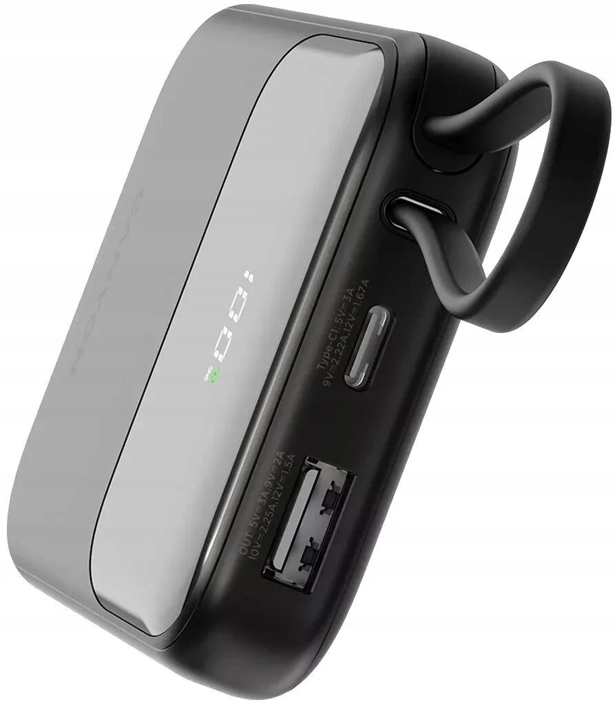 CANYON Powerbank OnPower 101 z kablem 10000 mAh PD22.5W Czarny — 12