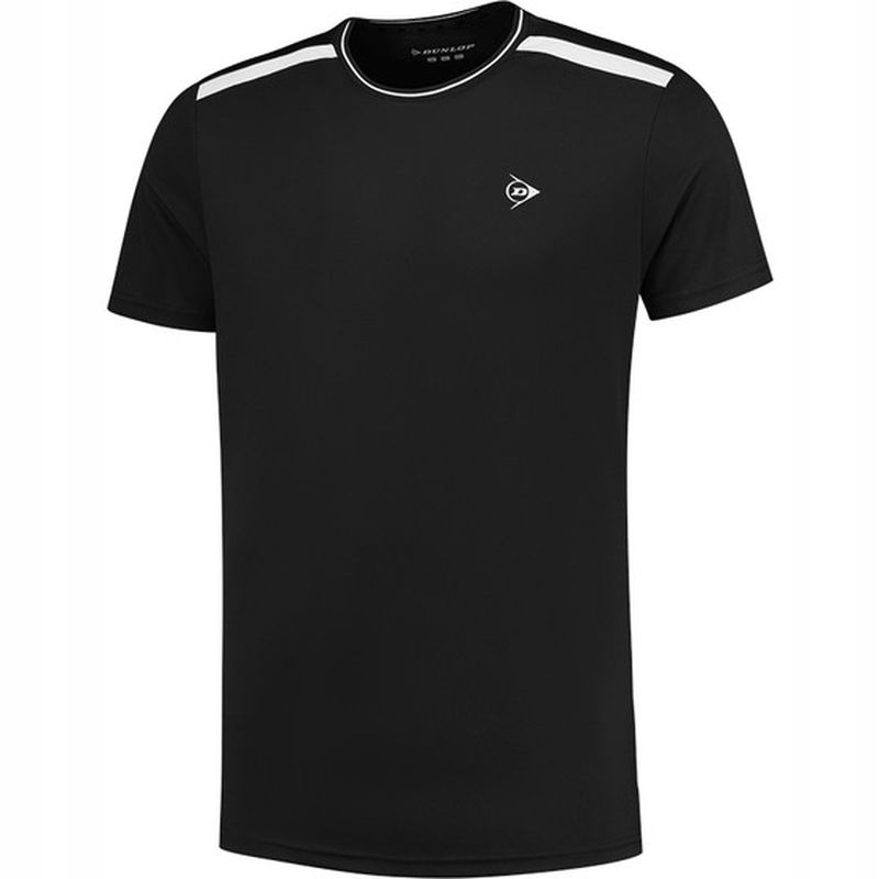 Pánské Tenisové Tričko Dunlop Club Crew Tee Men Black/white L
