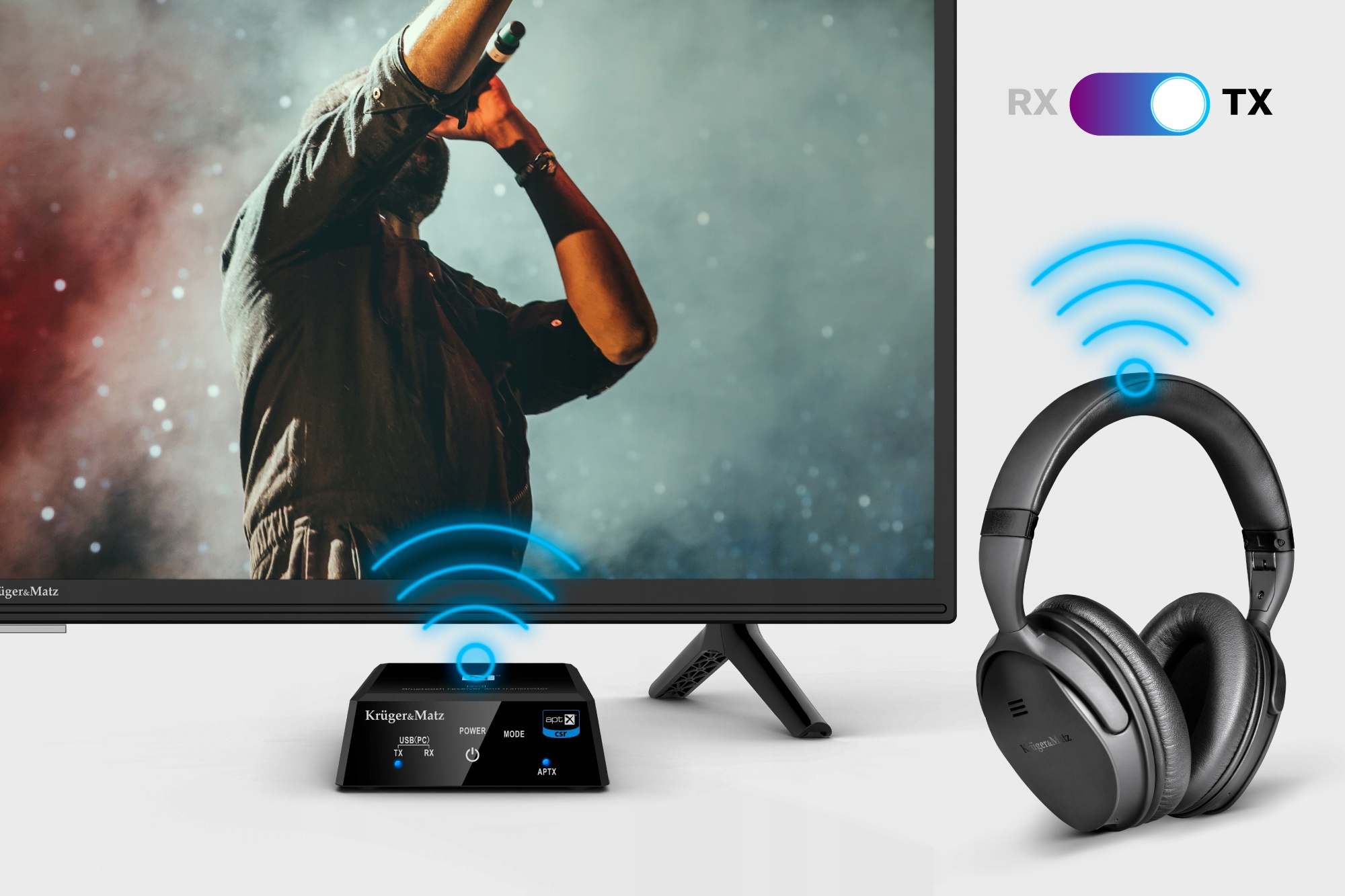 Odbiornik nadajnik Bluetooth Kruger&Matz apt-X Profile Bluetooth A2DP AVRCP HFP