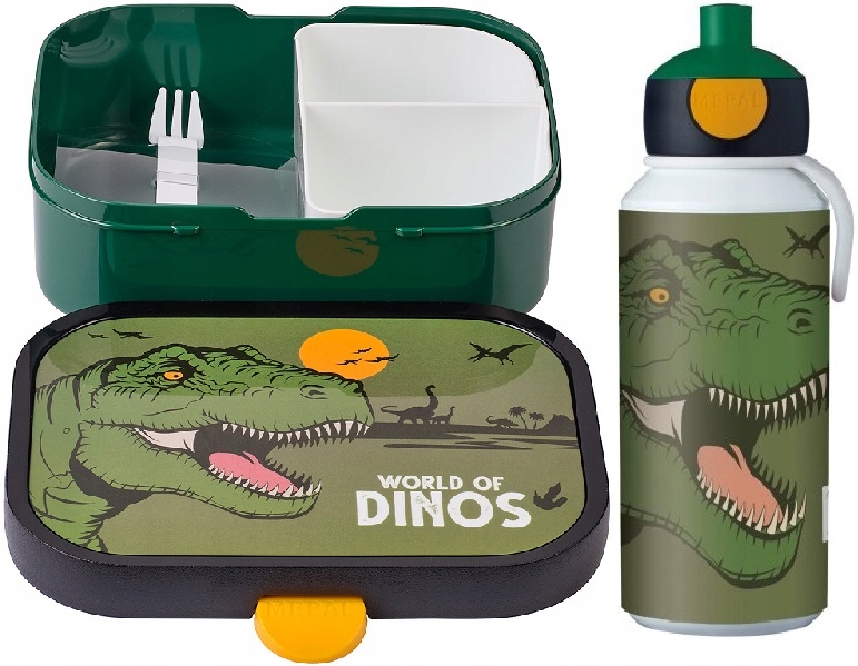 MEPAL LUNCHBOX ŚNIADANIÓWKA BIDON BUTELKA DINOZAUR T-REX ZESTAW DLA DZIECKA