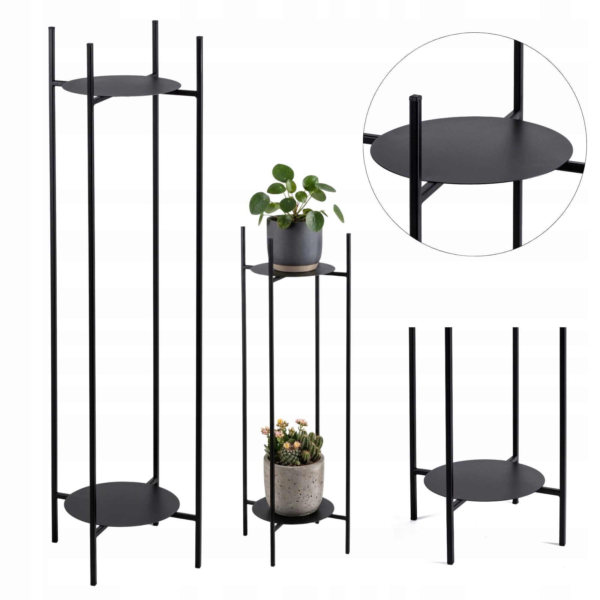 Vysoký Držák Na Květináč Stojící stojan na rostliny Černý Loft pro 2 květináče 100 cm
