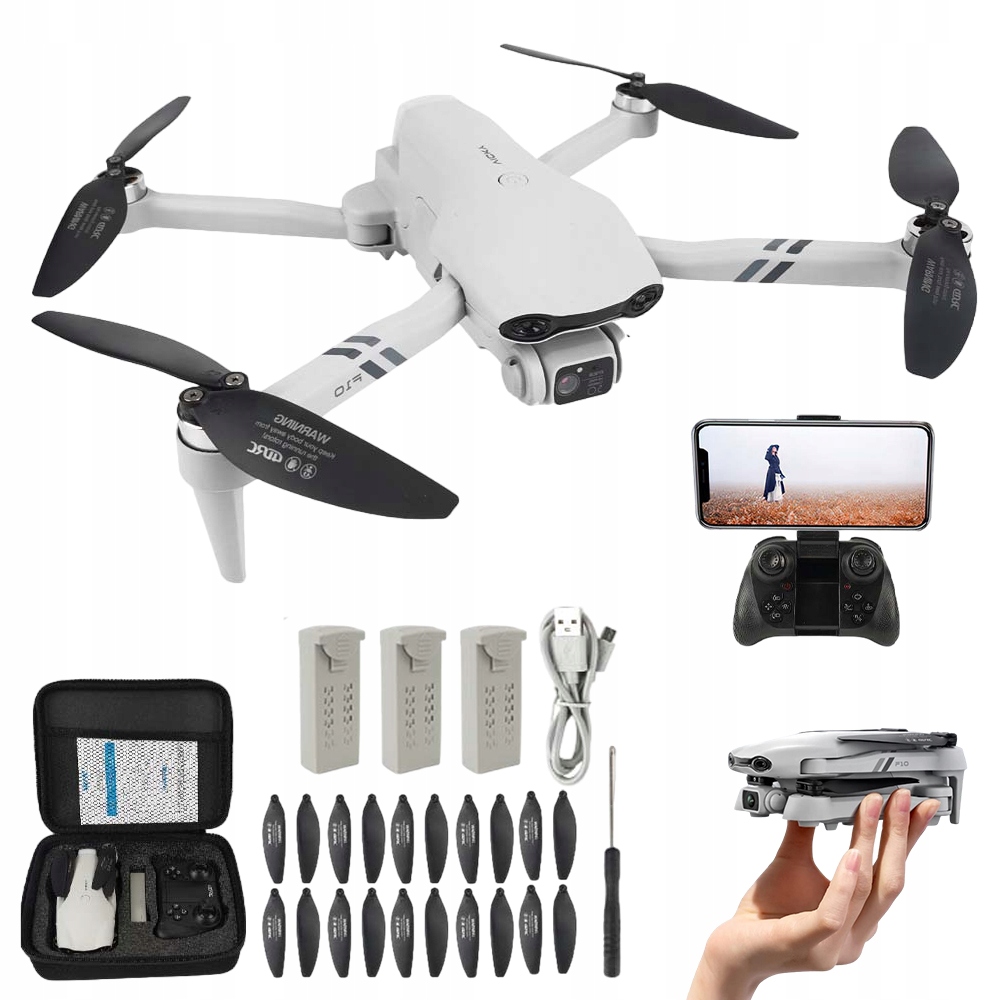 Inteligentní Dron Dvě Wifi Kamery Hd F10/2.4G Dron 3 Baterie (šedá)