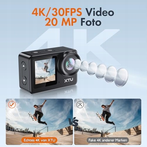XTU Kamera Sportowa 4K 30FPS 20MP LCD Dotykowy 40M Podwodna z Akcesoriami — miniatura 4