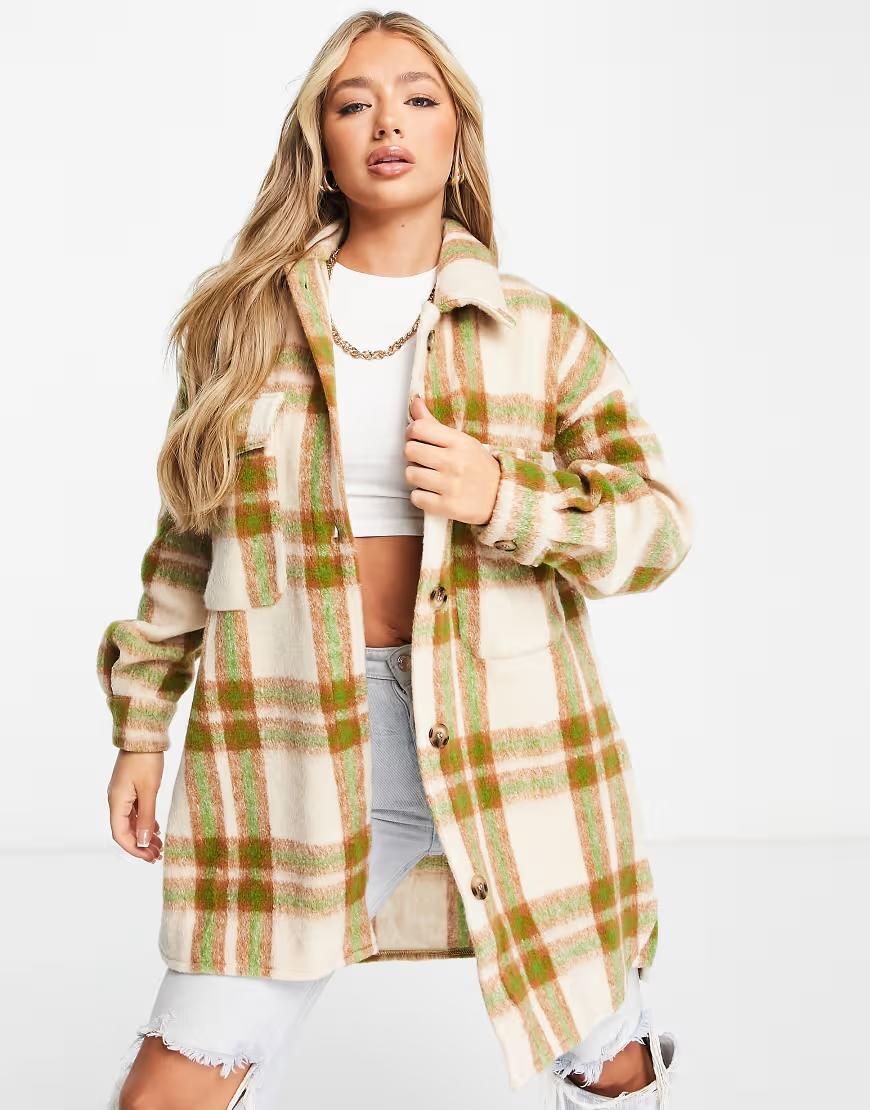 G6C002 Béžovo-zelená Košilová Bunda Liquorish 3XL