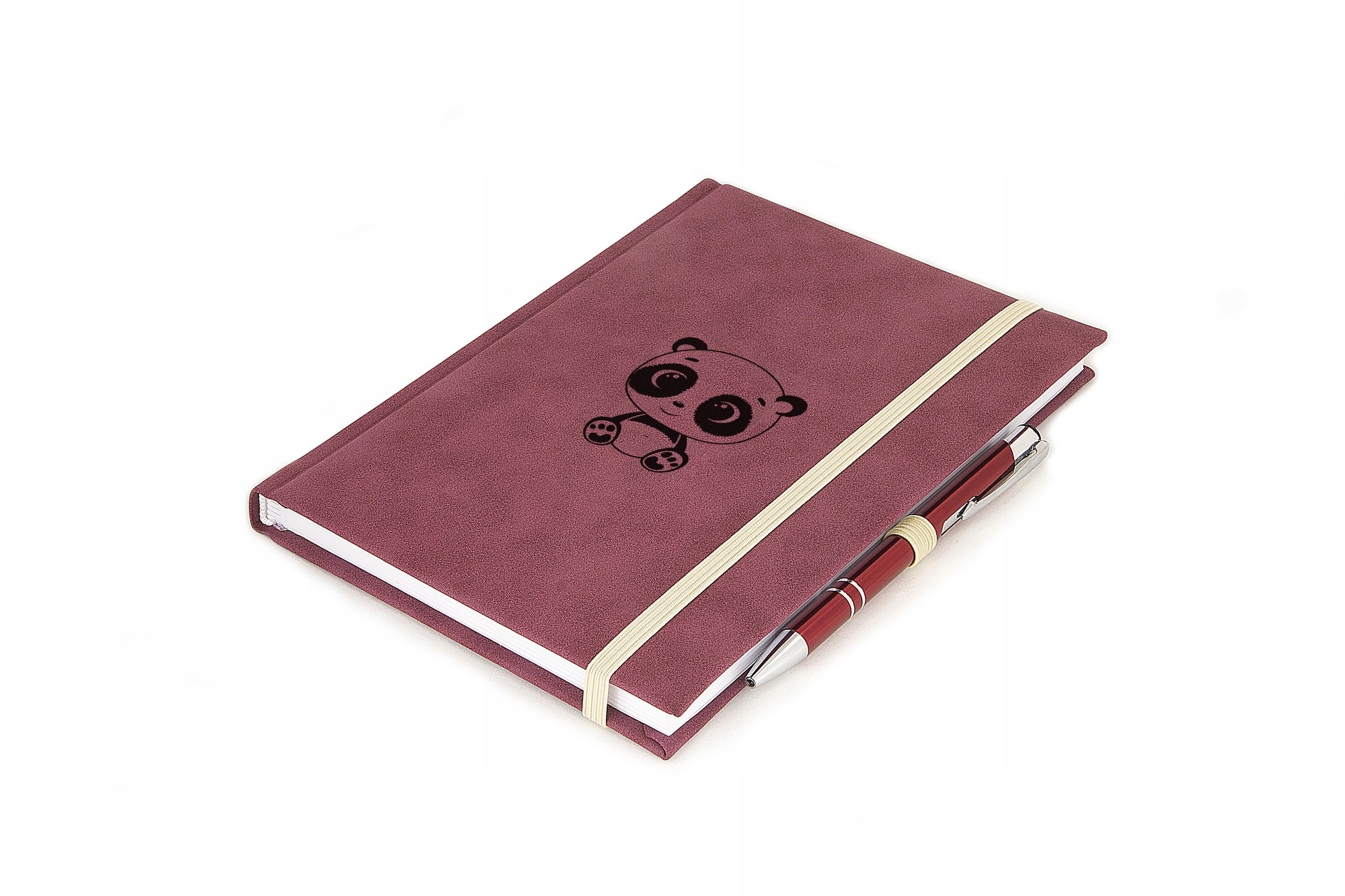 Panda Notes długopis kratka Nubuk bordowy BEŻ4