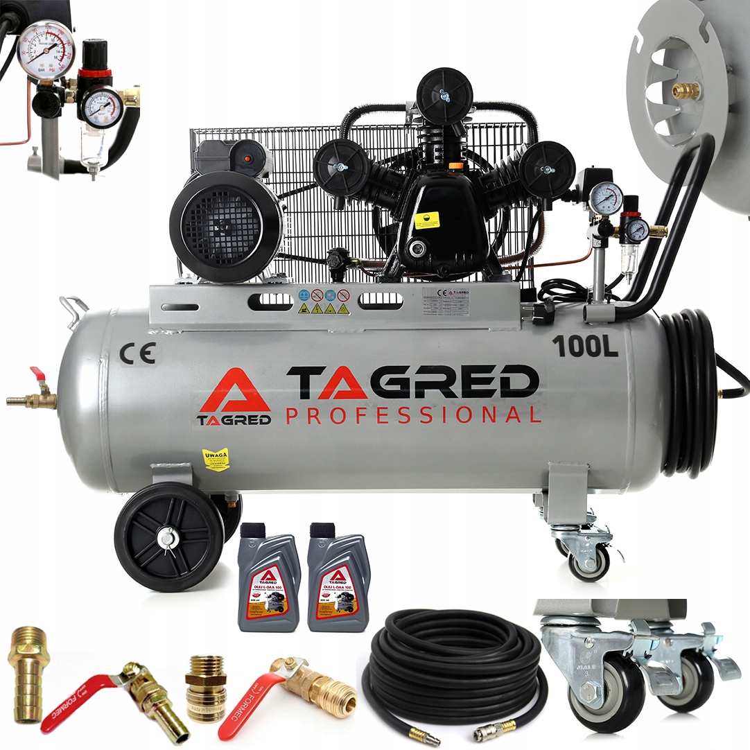 KOMPRESOR SPRĘŻARKA 100L 650L 3 TŁOKOWY 230V MOCNY