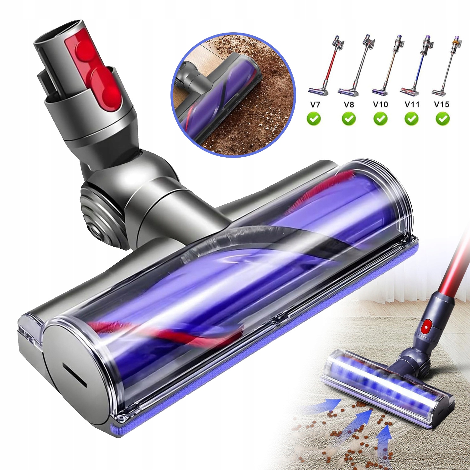 Měkký Turbopodlahový Kartáč Pro Vysavač Dyson V7 V8 V10 V11 V15