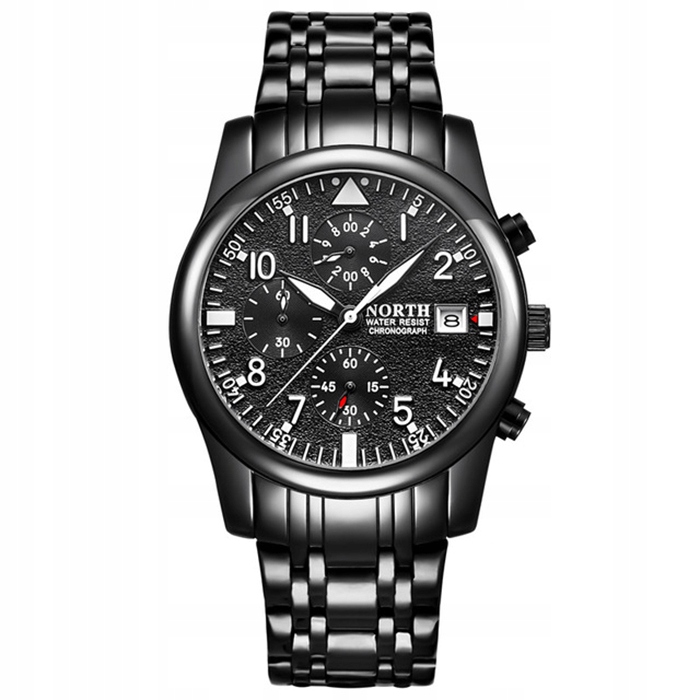 Pánské hodinky North analogový náramek stříbrný černý datumovka