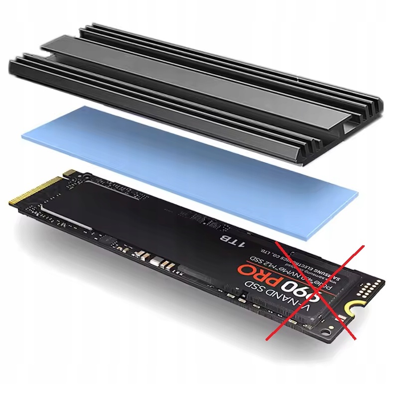Radiator aluminiowy pasywny do dysku SSD 2280 chłodzenie dysk M.2 NVMe 5 mm