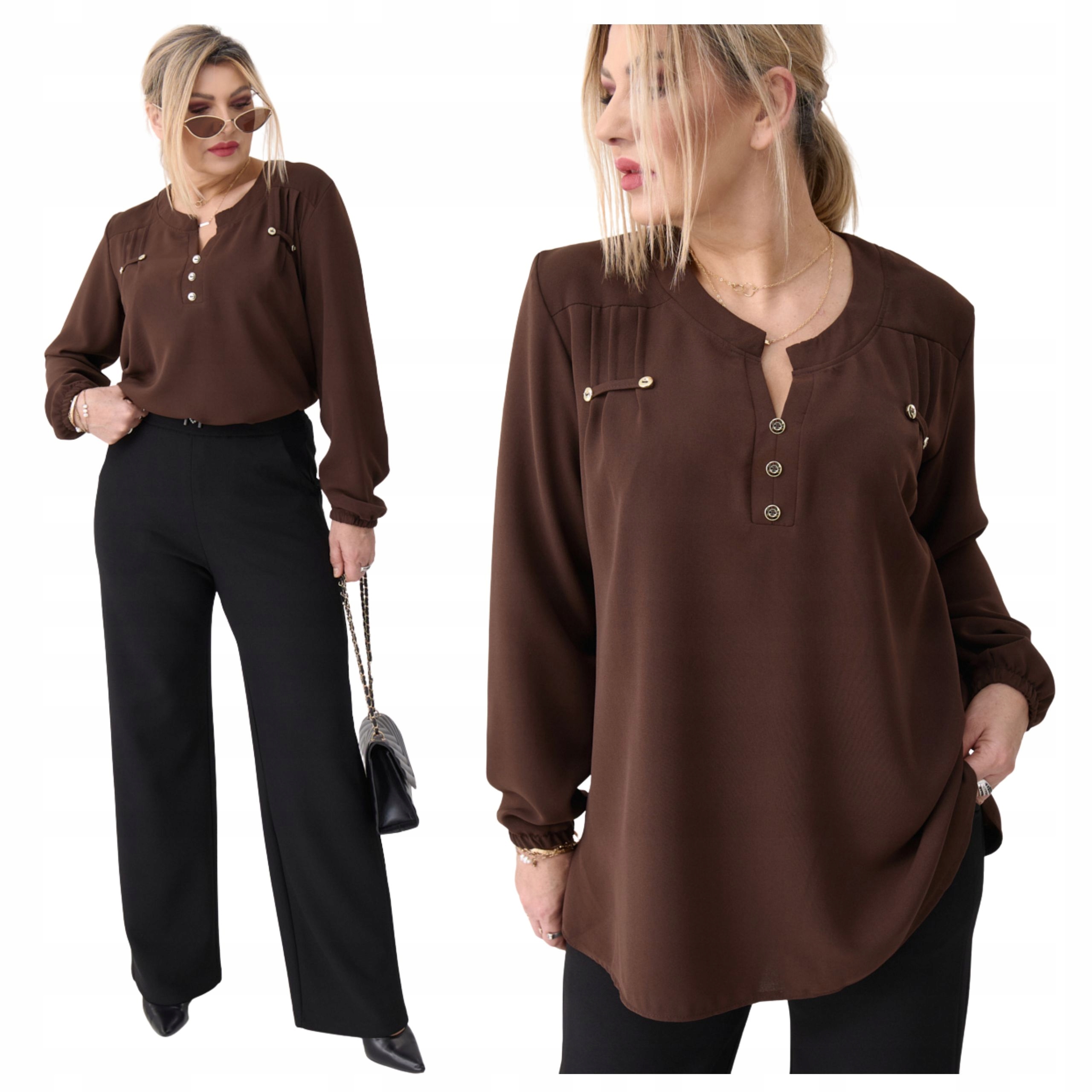 Bluzka Polski Producent duże rozmiary koszulowa gładka wizytowa