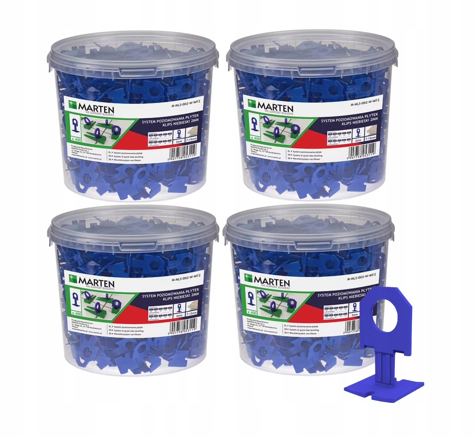 Marten Rýchly Systém Vyrovnávania Dlaždíc Veľká Sada Sponiek 1600KS 2MM