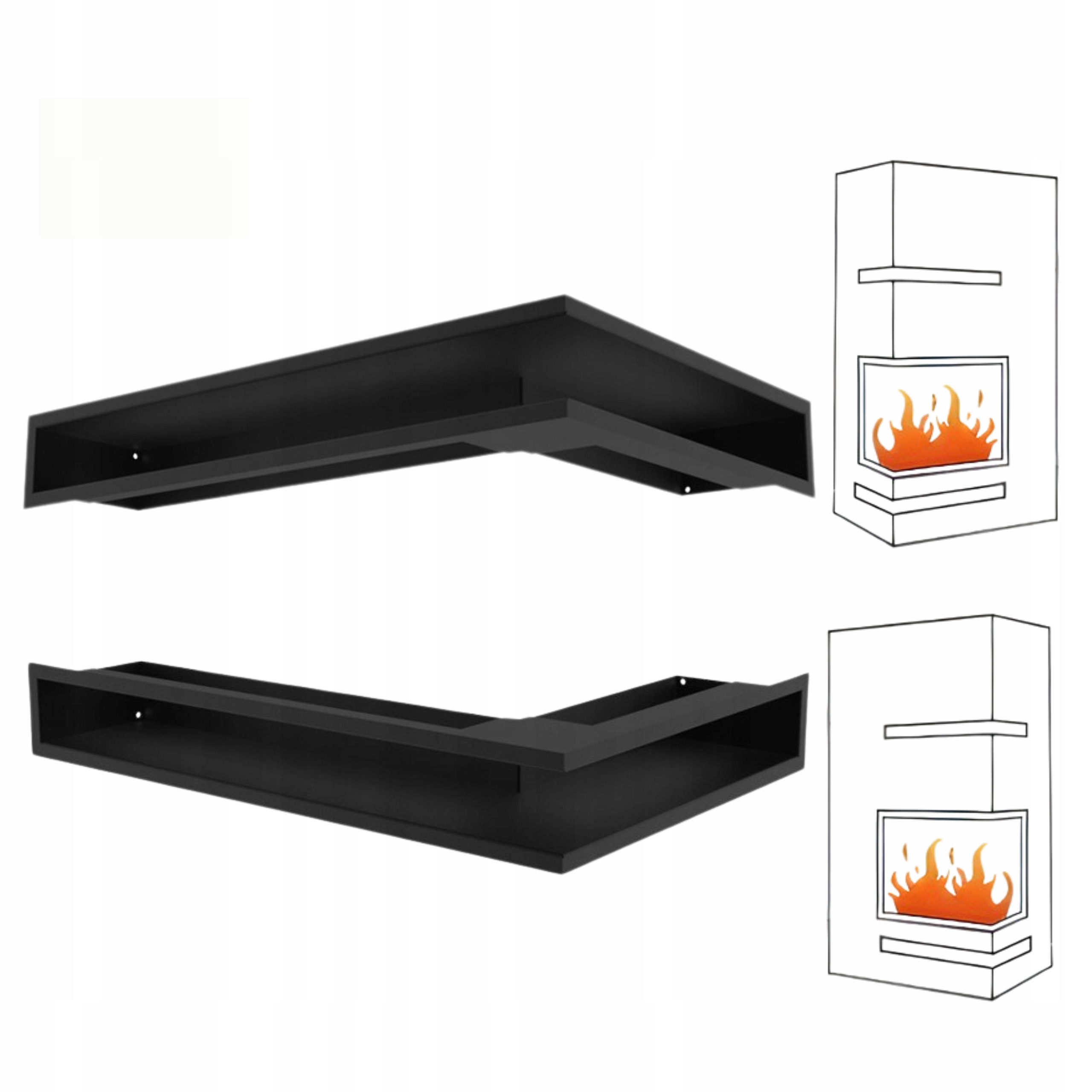 Větrací Krbová Mřížka Luft Rohová 600x400x60 Černá Sada 2 Ks