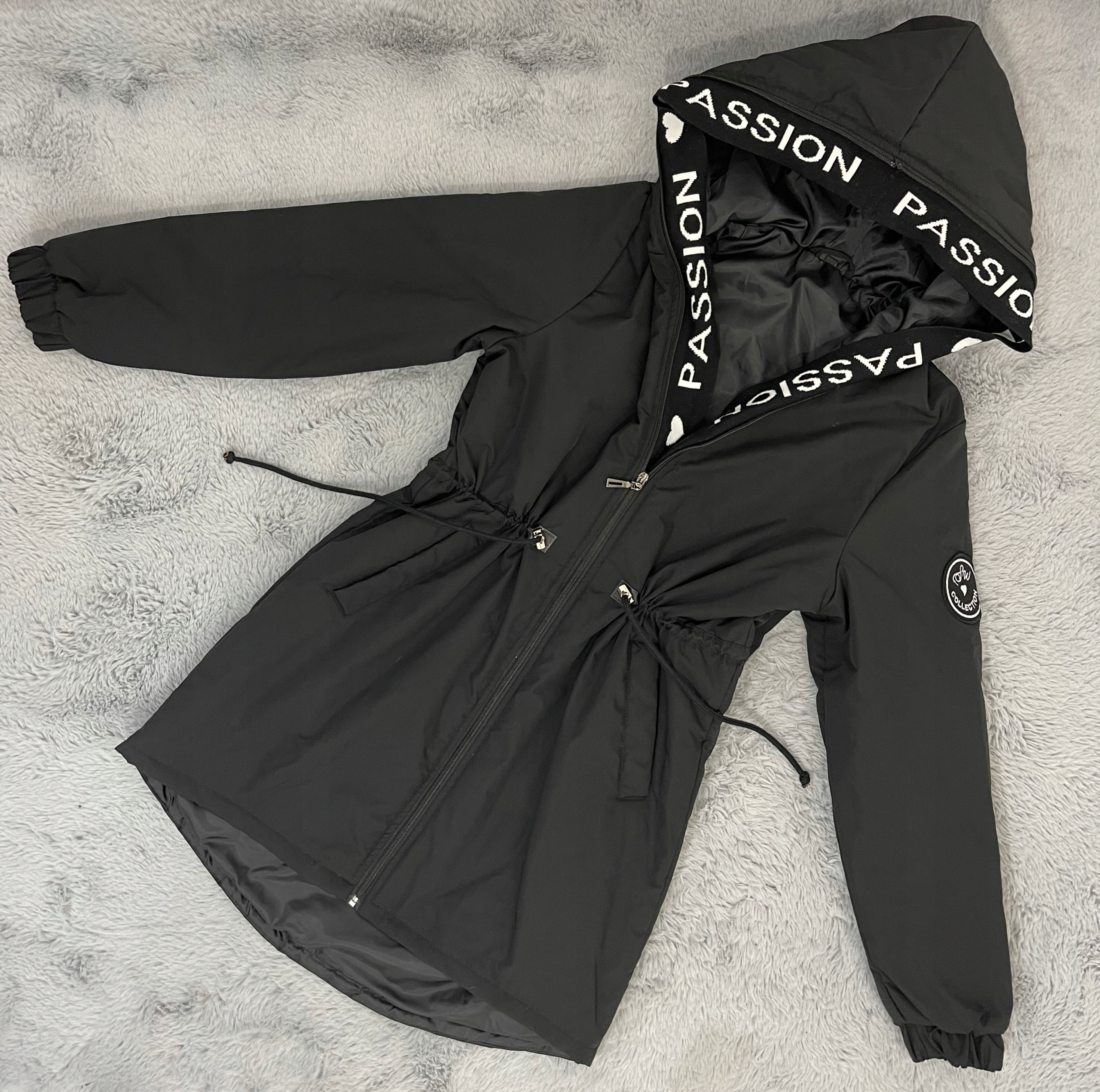 ASYMETRYCZNA PARKA płaszcz kurtka Z KAPTUREM 4 KOLORY 5XL Wypełnienie syntetyczne