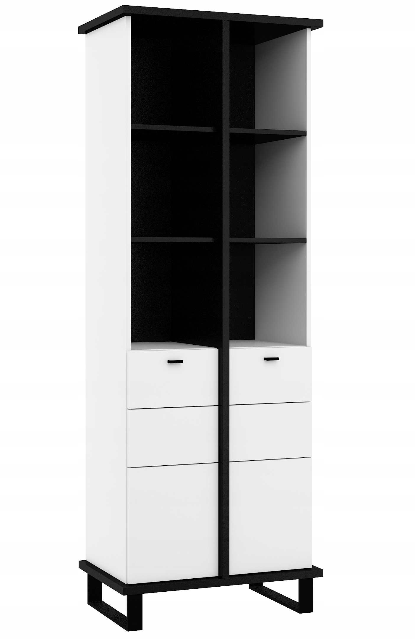 Regálová skříň Cross CRO-15 černá bílá matná