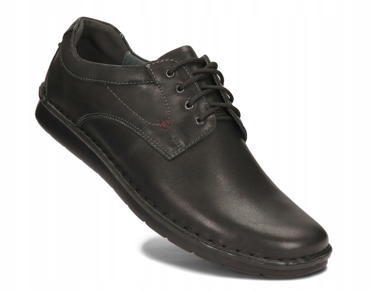BUTY MĘSKIE SKÓRZANE TĘGIE SZYTE 013/CZL CZARNY 45 Model PÓŁBUTY
