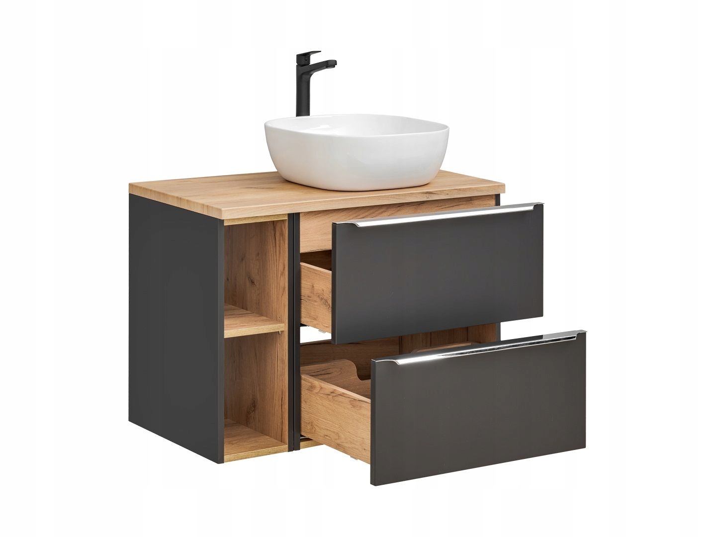 SZAFKA Z UMYWALKĄ I BLATEM 80 CM CAPRI COSMOS Kolor frontów czarny