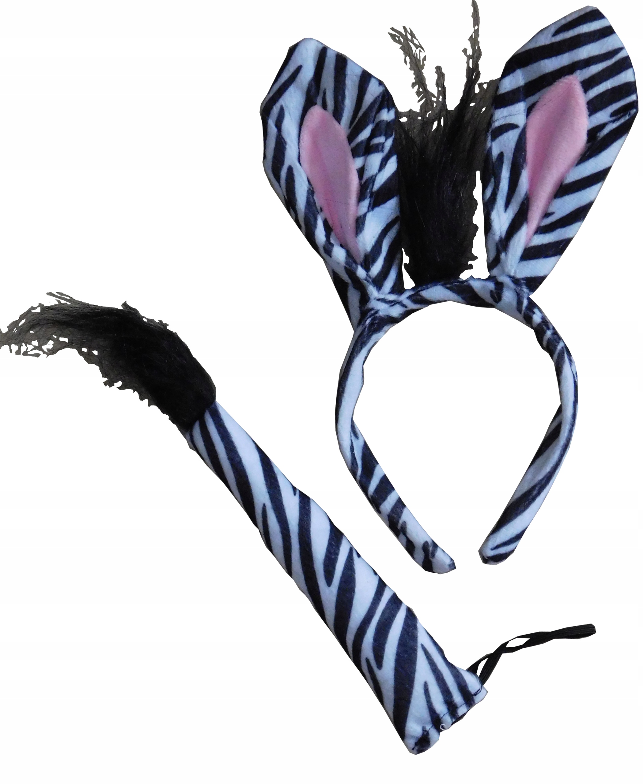 STRÓJ ZESTAW ZEBRA ZEBRY OPASKA 3 ELEM. ZWIERZAK Rozmiar uniwersalny