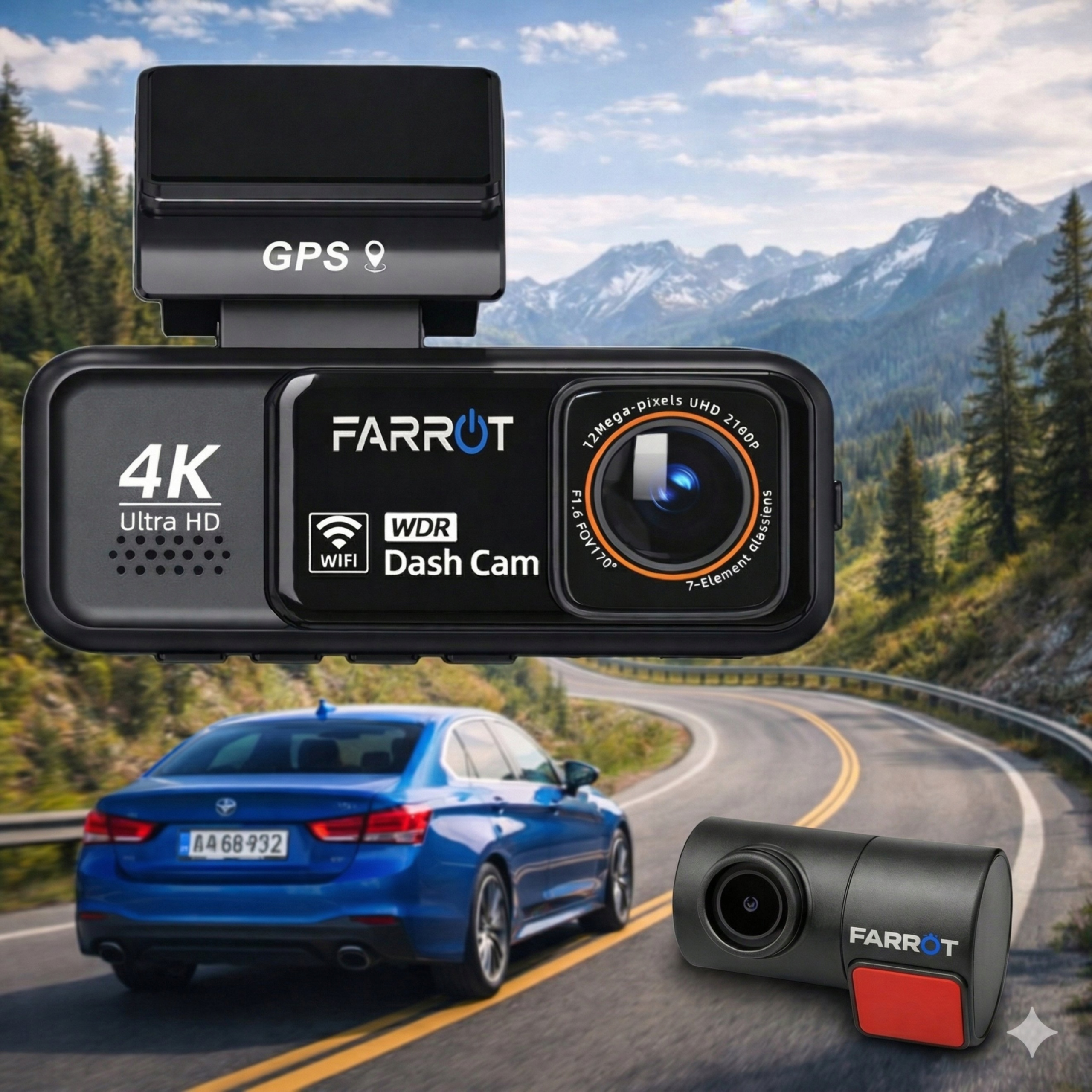 Wideorejestrator samochodowy 4K GPS WiFi kamera przód tył ADAS G-Sensor