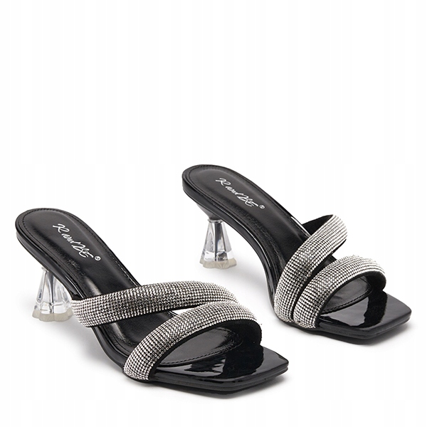 

ZA585 Czarne Klapki Damskie Na Obcasie Teroo 38